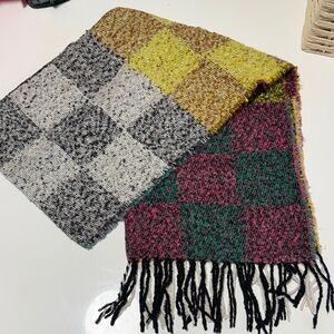 Multicolor Checkered Fringe Scarf - Women Accessories